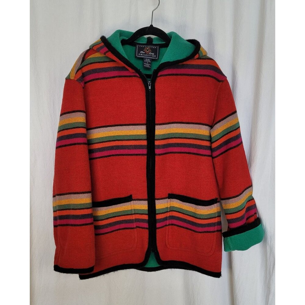 VTG Y2K The Limited Collection Red Striped Full Zip Blanket Coat Womens Size S